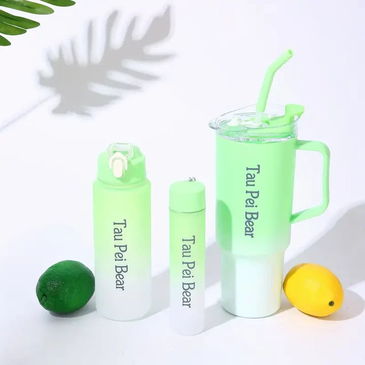 gobelet a paille en plastique ensemble 3 en 1