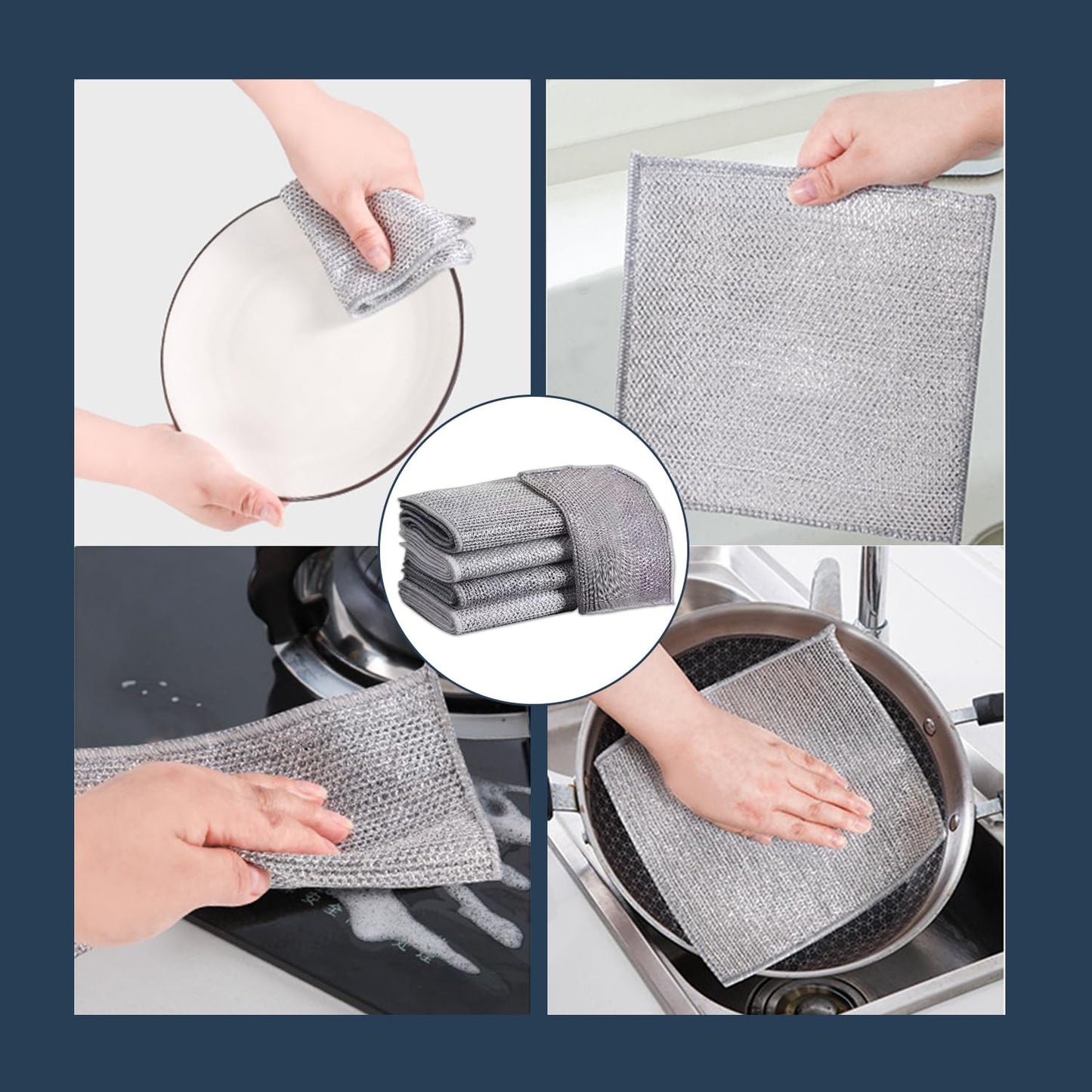 Éponges à Vaisselle en Acier-lot de 10 pièces