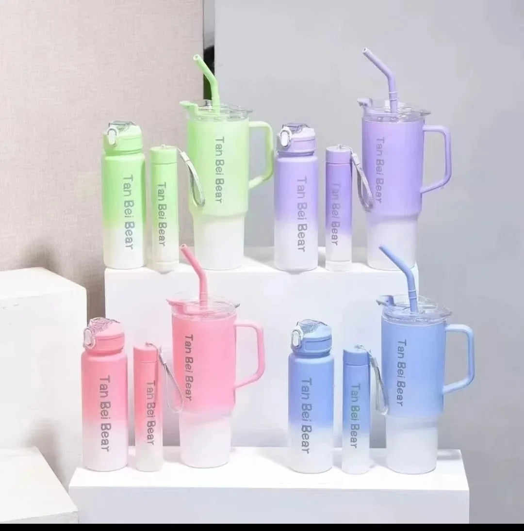 gobelet a paille en plastique ensemble 3 en 1