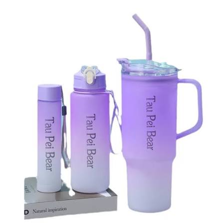 gobelet a paille en plastique ensemble 3 en 1