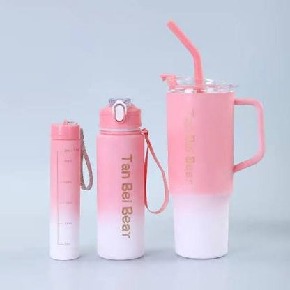 gobelet a paille en plastique ensemble 3 en 1